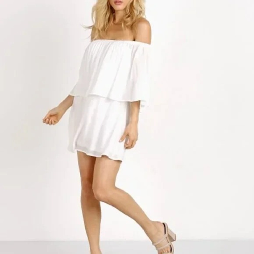 Show Me Your Mumu Mako Mini Dress Womens S White Off Shoulder Bridal Resort Boho